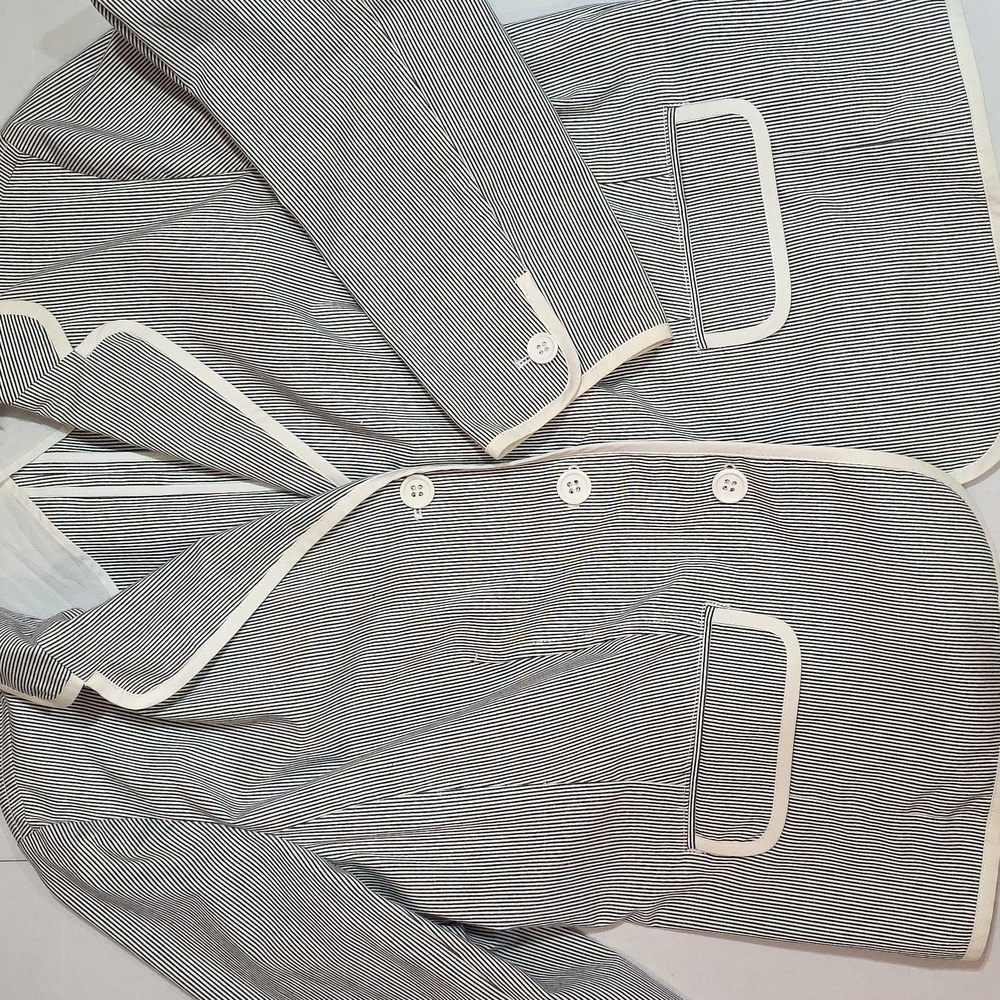 Liz Claiborne Women Gray and White Pinstriped Blazer Sz 18W Jacket Office Work